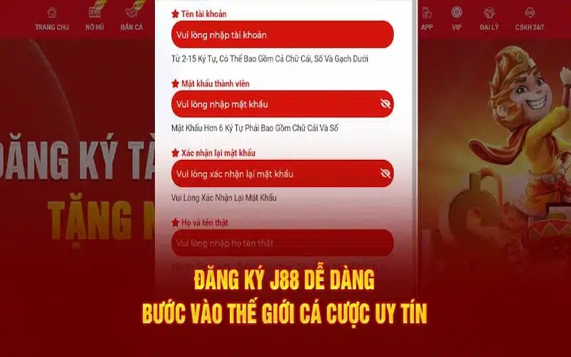 Đăng ký J88 hướng dẫn quy trình